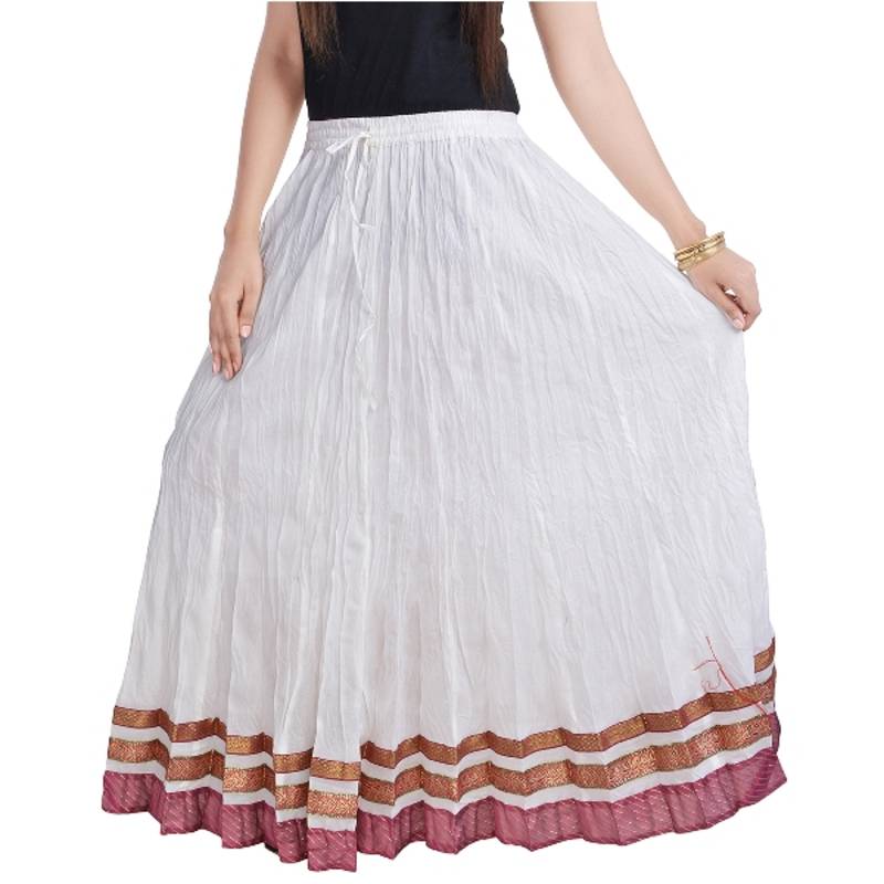 Buy Rajasthani Exclusive White Design Cotton Full Skir Online