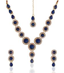 Buy Ethnic Indian Jewelry Bollywood Blue Circle Stone Diamentes Necklace Set b152 Necklace online 