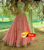 Buy Pink embroidered georgette unstitched lehenga choli pink-embroidered-georgette-unstitched-lehenga-choli-lehenga-choli--96 online