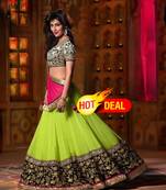 Buy Green embroiderred gorgotte lehngha choli green-embroiderred-gorgotte-lehngha-choli-lehenga-choli online