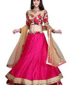 Buy Pink raw silk embroidered unstitched lehenga choli pink-raw-silk-embroidered-unstitched-lehenga-choli-lehenga-choli online