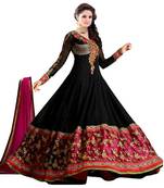 Buy Black Embroidered Georgette  Semi Stitched Anarkali Suit black-embroidered-georgette-semi-stitched-anarkali-suit-anarkali-salwar-kameez online