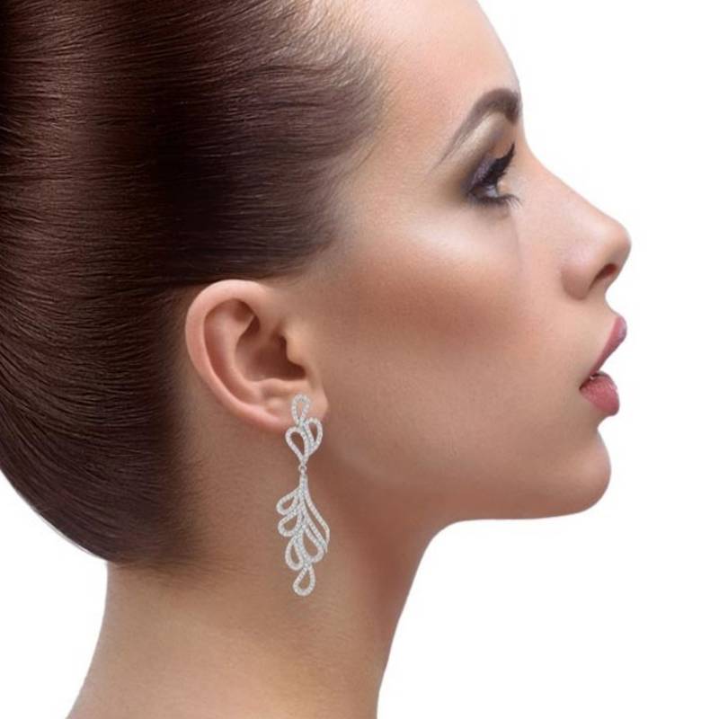 Buy Edgy Cubic Zirconia Sterling Silver Plating Dangle Earring for