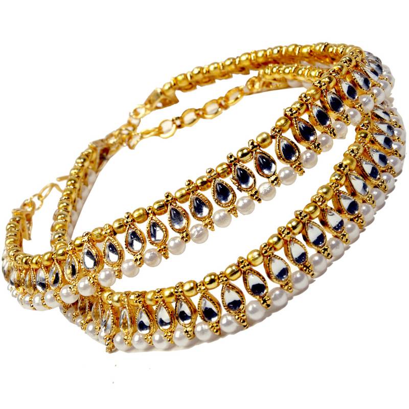 Buy Rajasthani Kundan Design Golden Brass Payal Anklet Online