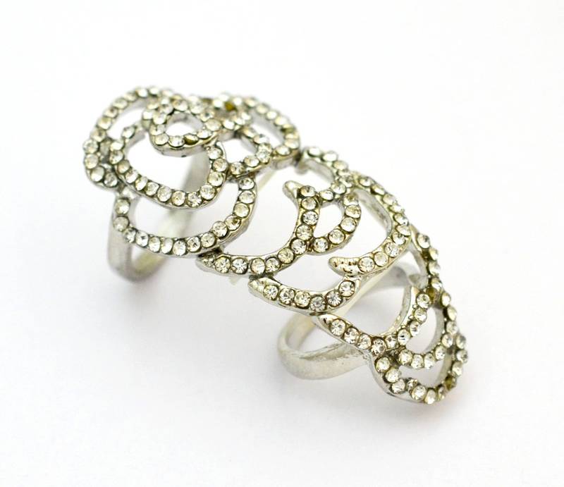 Buy Highend fashion with drilling hollow out roses elastic joint ring fashion jewelry Silver Online