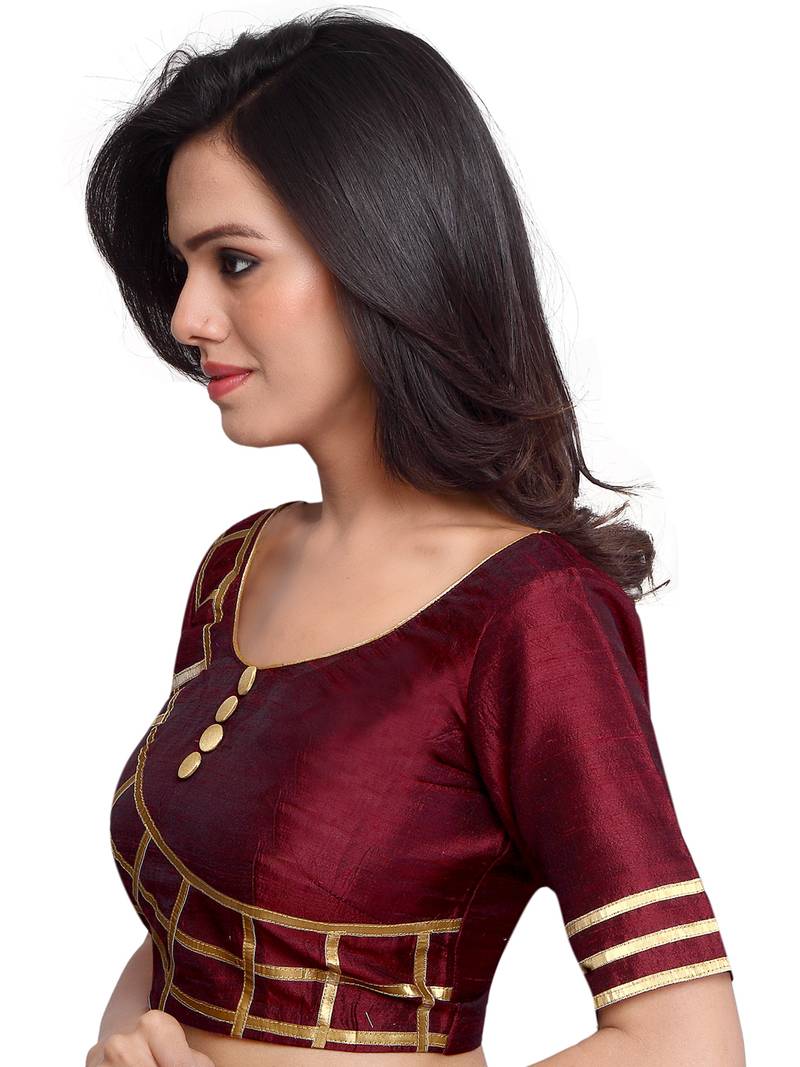 Buy Brown Color Embroidered Readymade latest blouse designs Online