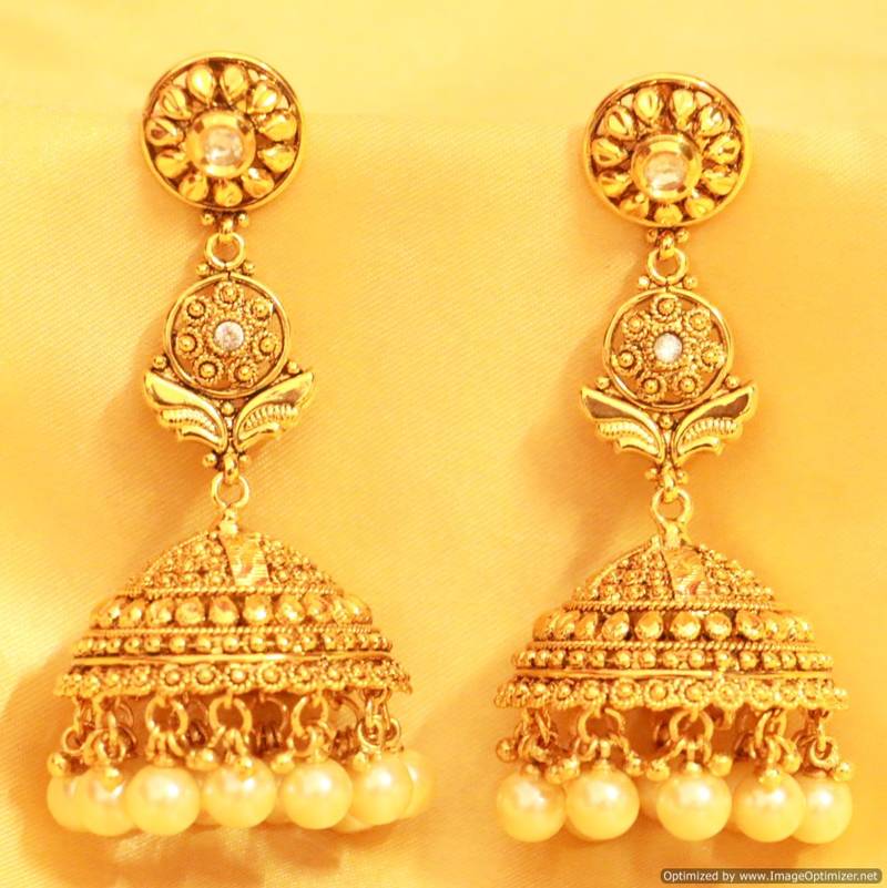 Buy Gold Pearl jhumkas Online