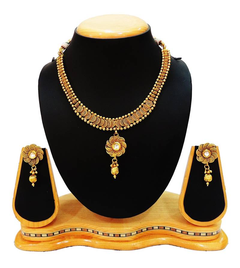 Buy Traditional neck fit necklace set jewellery women jewellery Online