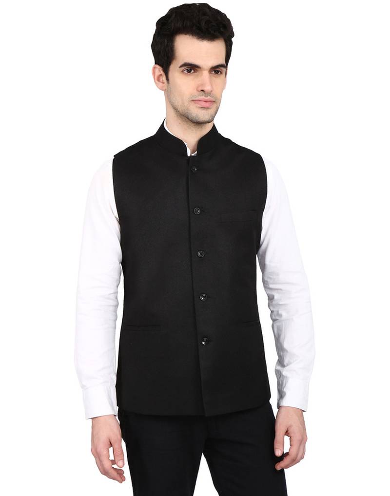 Buy indian ATTIRE Designer Ethnic Black Solid Blended Jute Koti