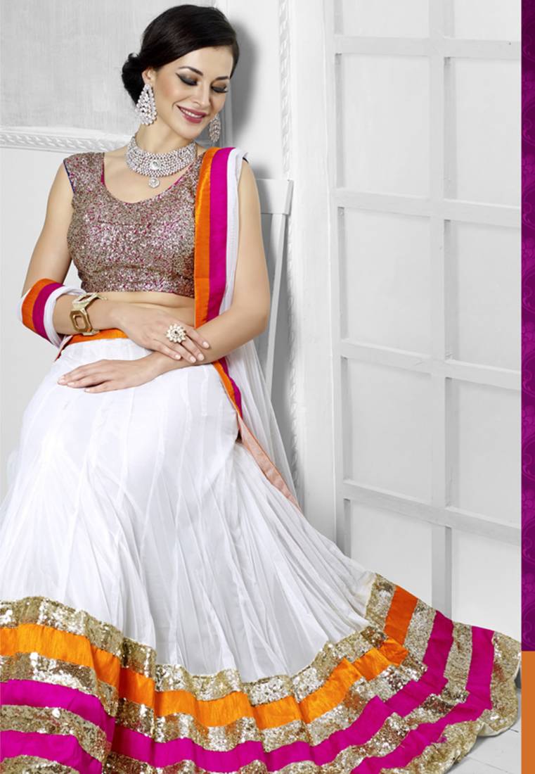 white colour ghagra choli