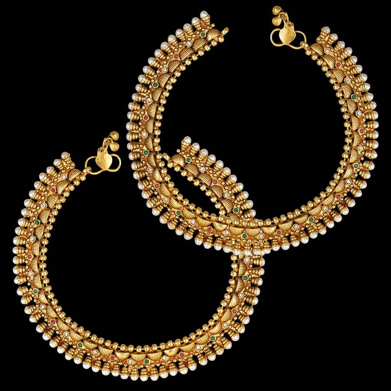 Buy Ethnic Indian Bollywood Jewelry Set Pearl Polki Golden Anklet Payal